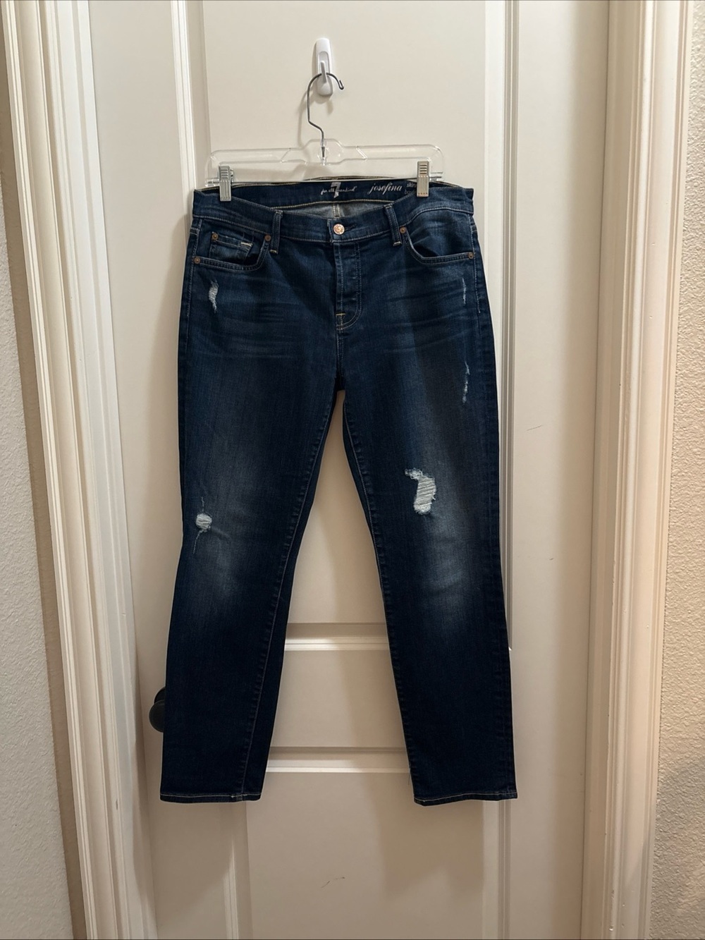 7 for All Mankind Josefina Jeans Women Size 30 Skinny Boyfriend Distressed